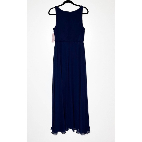 NWT After Six Chiffon Maxi Gown Women's Sleeveless V-Neck Navy Size 8 R - Picture 2 of 6